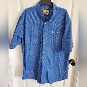 Wrangler Men's Blue White Button-Up Collared Short Sleeve Shirt Size XXL
